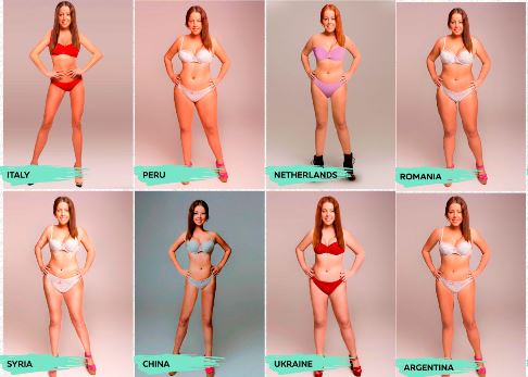 各国別 女性の理想体型の違い…このモデルの写真をあなたの国の理想の体型にフォトショで加工してください→