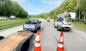 【動画】クレーン車相手に嫌がらせブレーキをした結果ｗｗｗｗｗ