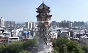 【動画】中国のランドマークタワーの解体作業が雑すぎるｗｗｗ