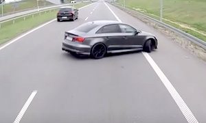 【動画】爆速アウディ（推定230km/h）乗り、高速道路でフォレスターに押し出されてブチギレてしまう。