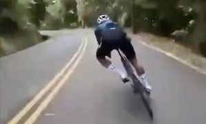 【動画】下りを攻めていたチャリンコ乗りが崖から転落してしまう事故。