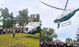 【動画】ヘリコプターに乗せてくれと懇願した男、離陸するヘリの着陸装置にしがみついてしまう。