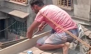【動画】この大工さんの命綱、何かがおかしい・・・。