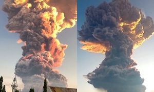 【動画】インドネシアのレウォトビ火山が大噴火。噴煙が高度約1万6000メートルに達する。